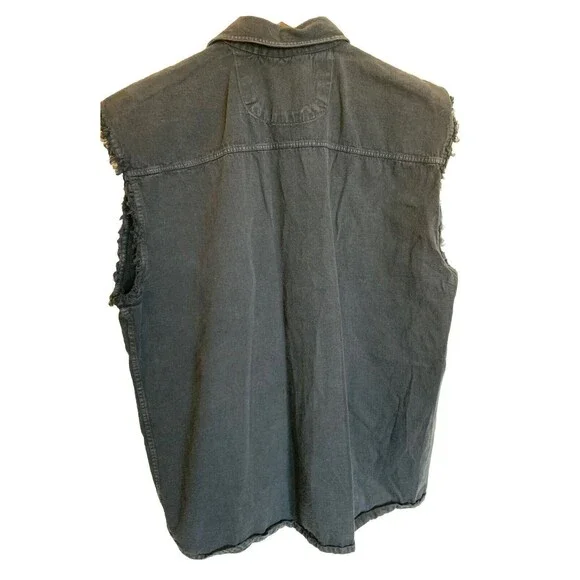 Easy Riders Southern Steel Biker Large Black Denim Vest Mechanic Grunge Y2K Goth - Picture 5 of 9